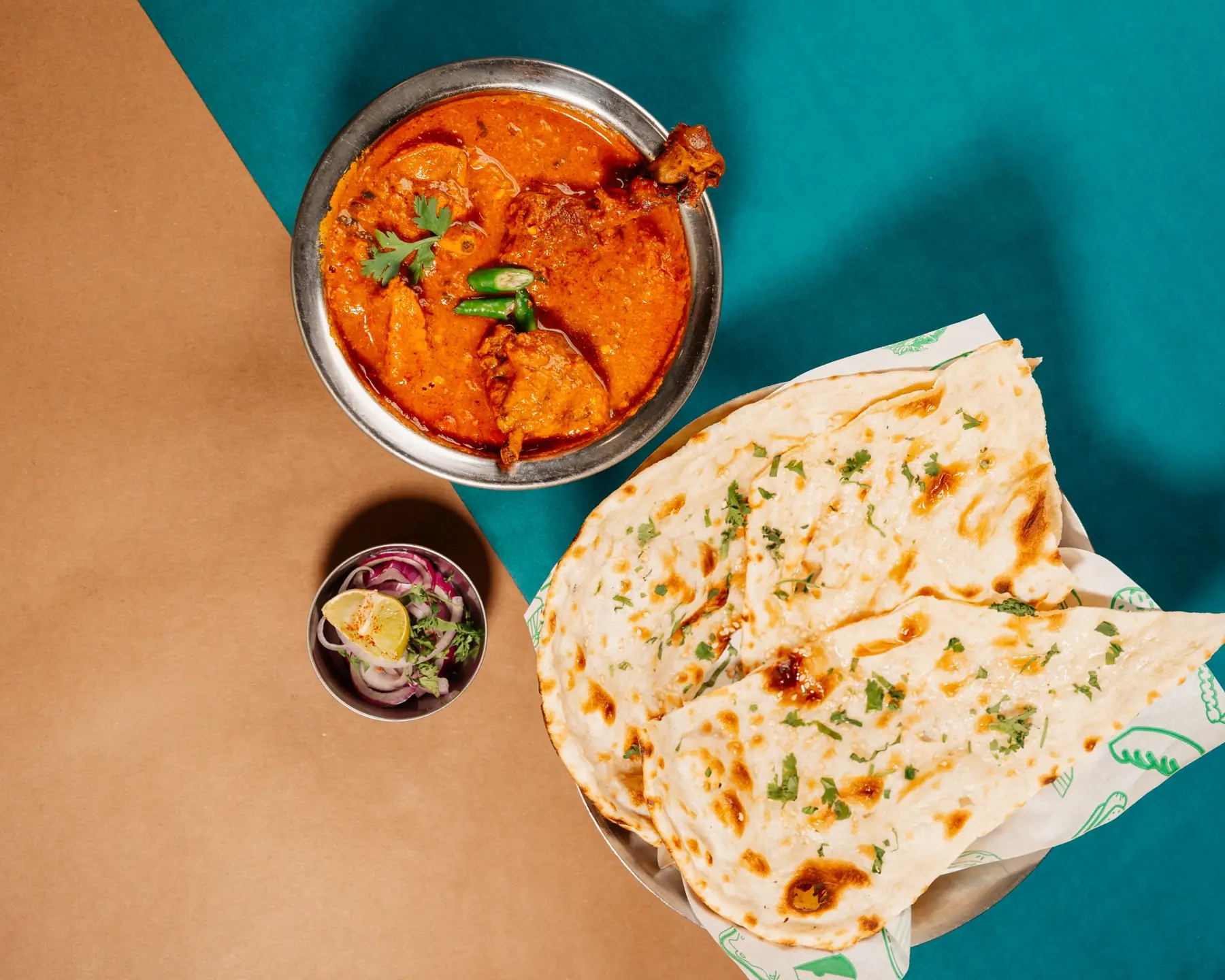 Butter chicken with garlic naan