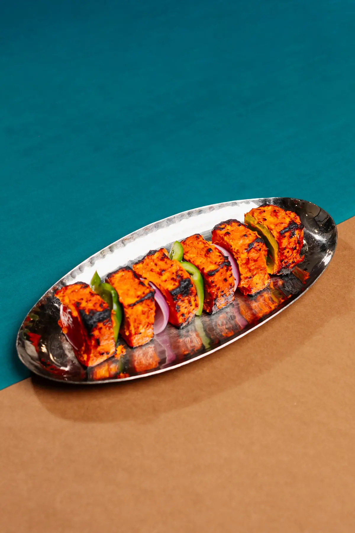 Paneer tikka with onion and capsicum
